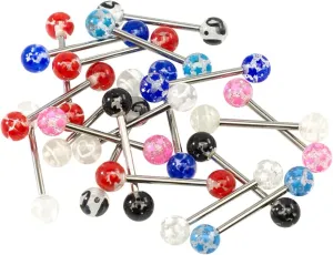 10 Pair 5/8" Straight Barbells Tongue Rings for Women 16mm Nipple Rings 14G 316L Surgical Steel Nipple Piercing Jewelry Assorted Colors Transparent Acrylic balls 6mm