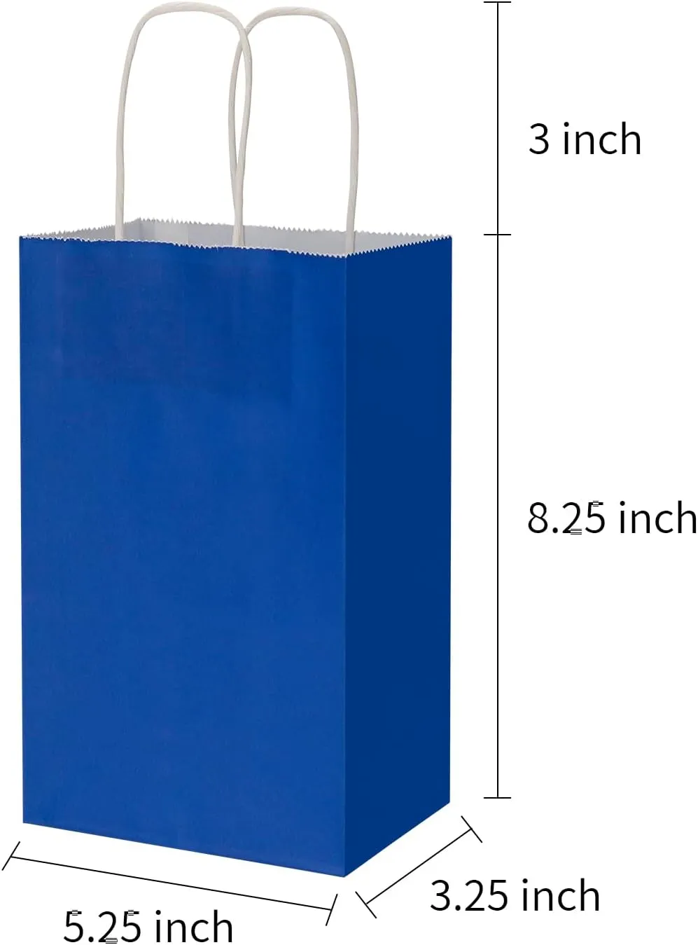 100 Pack 5.25x3.25x8.25 Inch Small Royal Blue Kraft Paper Bags with Handles Bulk, Toovip Gift Wrap Bags for Favor Grocery Retail Party Birthday Shopping Business Goody Craft Merchandise Take Out Sacks