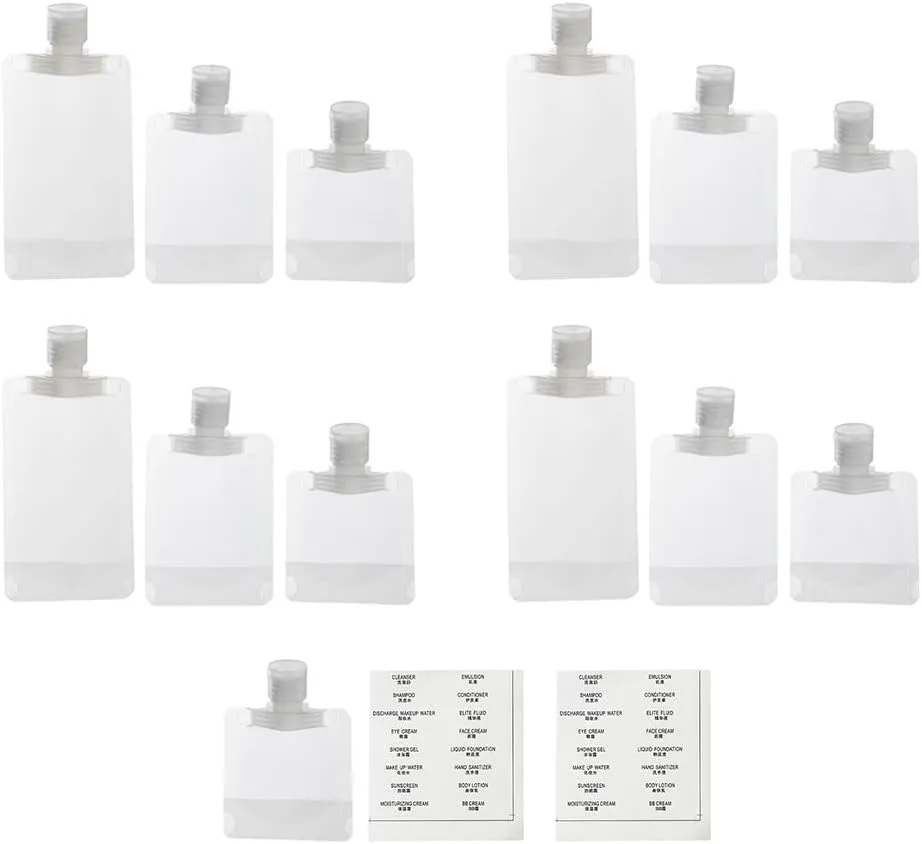 13Pcs Liquid Travel Pouches: Leak Proof Travel Bags for Toiletries - Refillable Liquid Pouches for Shampoo Toiletries Lotion Face Cream