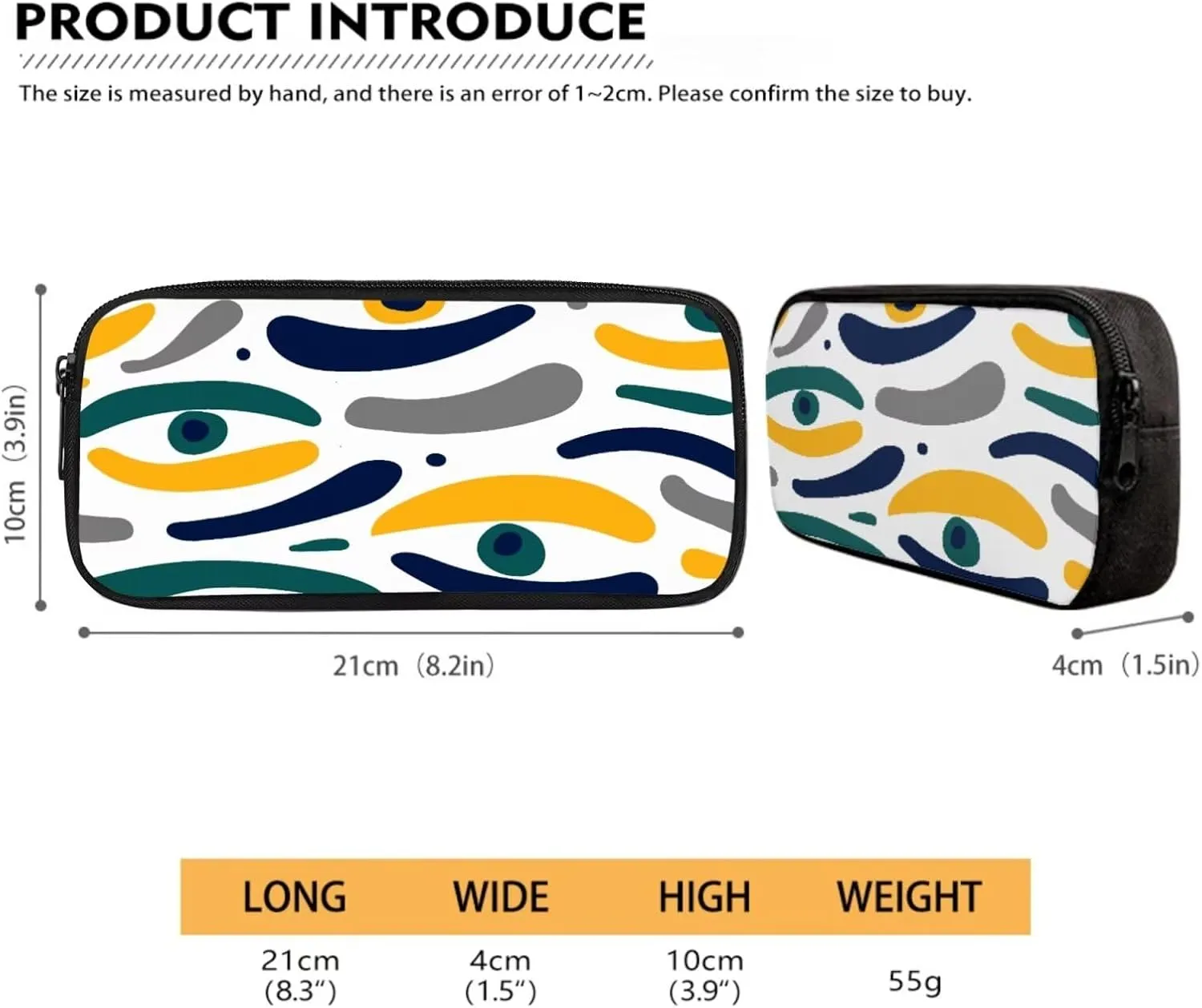 15.6 Inch Backpacks for Girls Eye Pattern Print Zipper Pencil Case & Kids Bag 2 Piece Set, Multi-Functional Insulation and Cold Storage Compartments, Ideal for Schools and Park & Travel