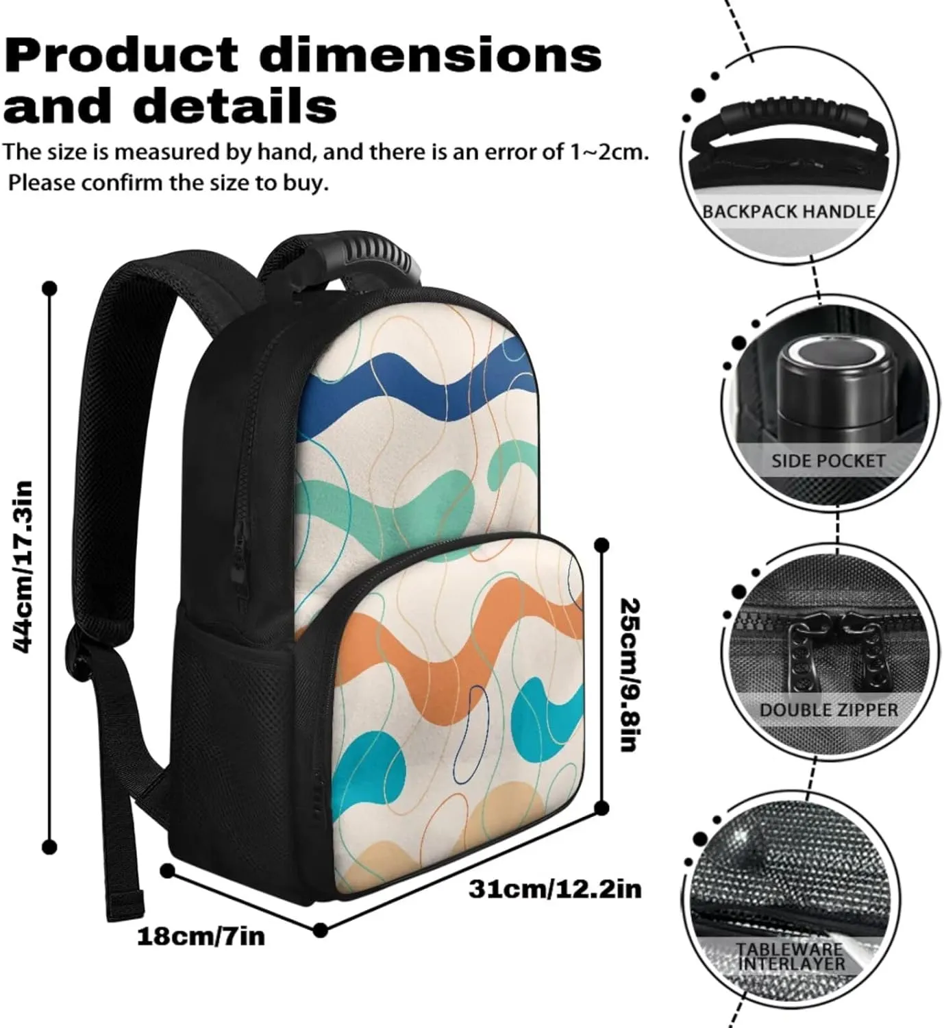 15.6 Inch Princess Backpack Arc Pattern Pen Case & School Bag for Kids 2 Piece Set, Multi-Functional Insulation and Cold Storage Compartments, Ideal for Schools and Park & Travel