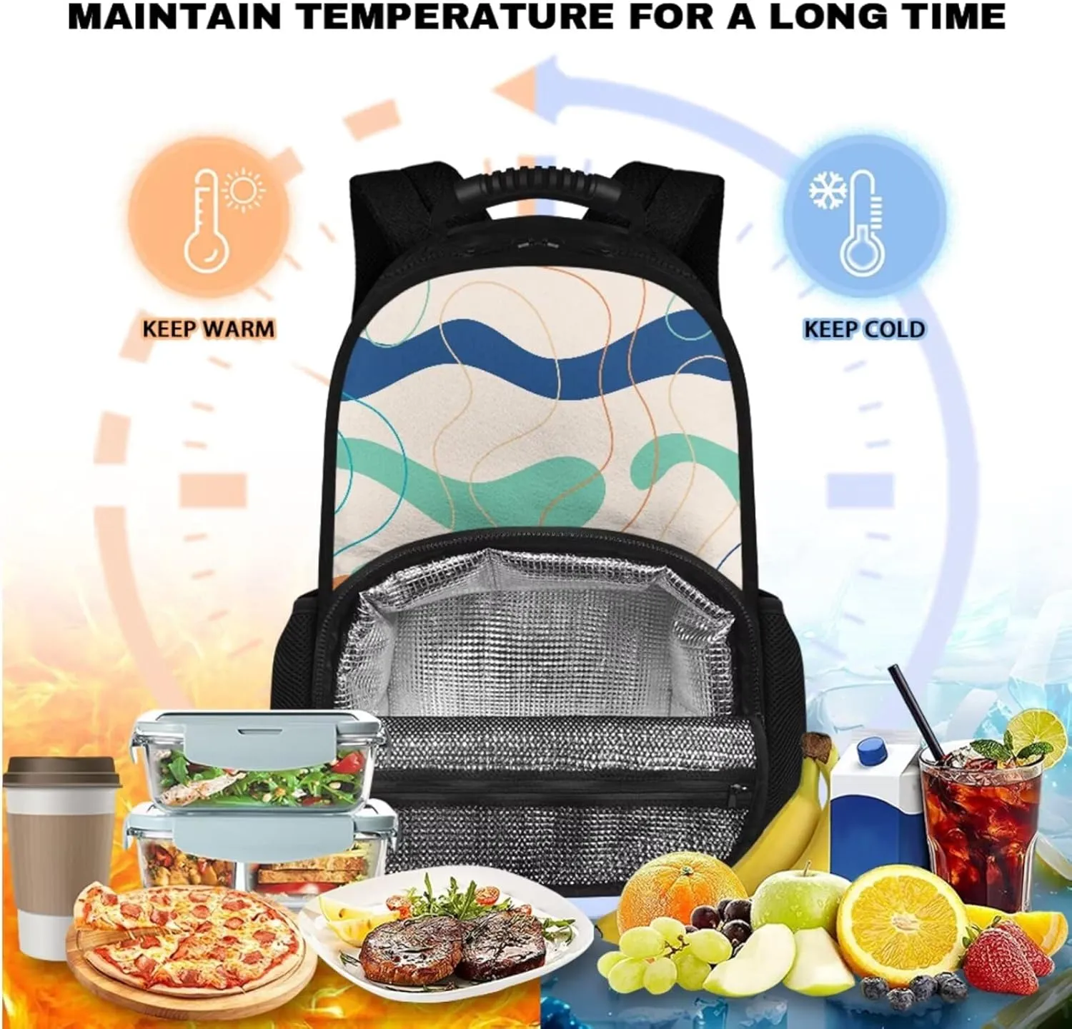 15.6 Inch Princess Backpack Arc Pattern Pen Case & School Bag for Kids 2 Piece Set, Multi-Functional Insulation and Cold Storage Compartments, Ideal for Schools and Park & Travel