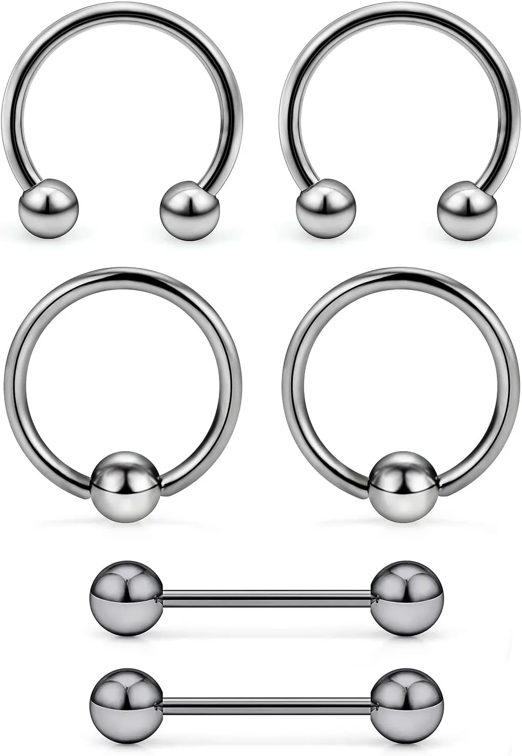 16G 14G G23 Titanium Nipple Piercing Jewelry Tongue Rings Hypoallergenic Horseshoe Captive Bead Tongue Nipple Ring Nipplerings Barbells Hoops Rings Piercing Jewelry for Women Men 14MM 3 Pairs