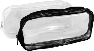 2 Pcs Clear Makeup Bag, Zipper Pencil Bag, Toiletry Organizer, Plastic Pouches, Clear Zipper Pouches, Suitable forTravel, Home and Office (1* Black 1*White)