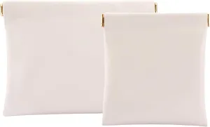 2 PCS Ladies Small Makeup Bag for Purse,Small Makeup Pouch,Purse organizer Pouches,Mini Cosmetic Bag for Travel,Pouchic Snap Closure Pouches,Coin Pouch(Cream)