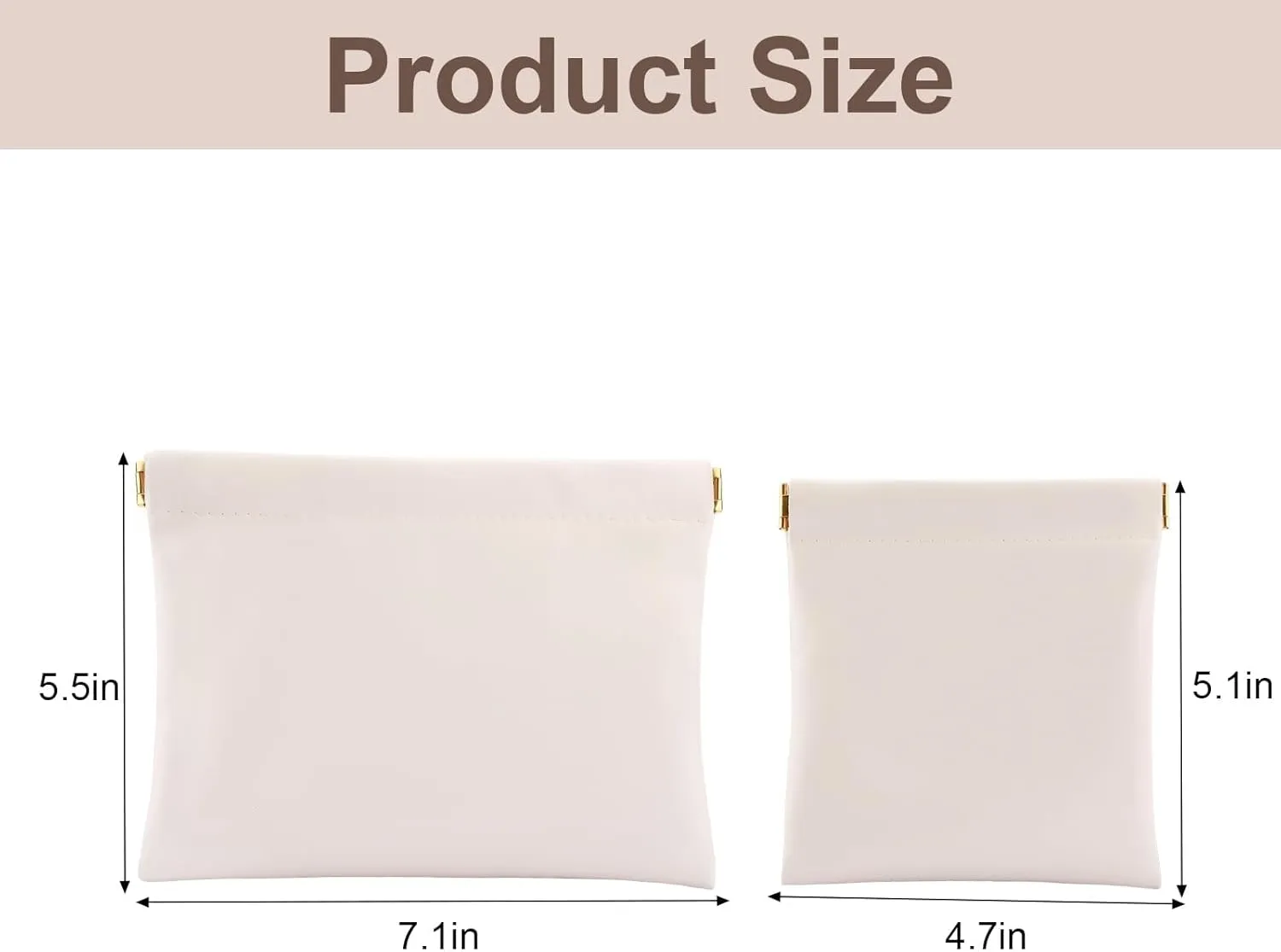 2 PCS Ladies Small Makeup Bag for Purse,Small Makeup Pouch,Purse organizer Pouches,Mini Cosmetic Bag for Travel,Pouchic Snap Closure Pouches,Coin Pouch(Cream)