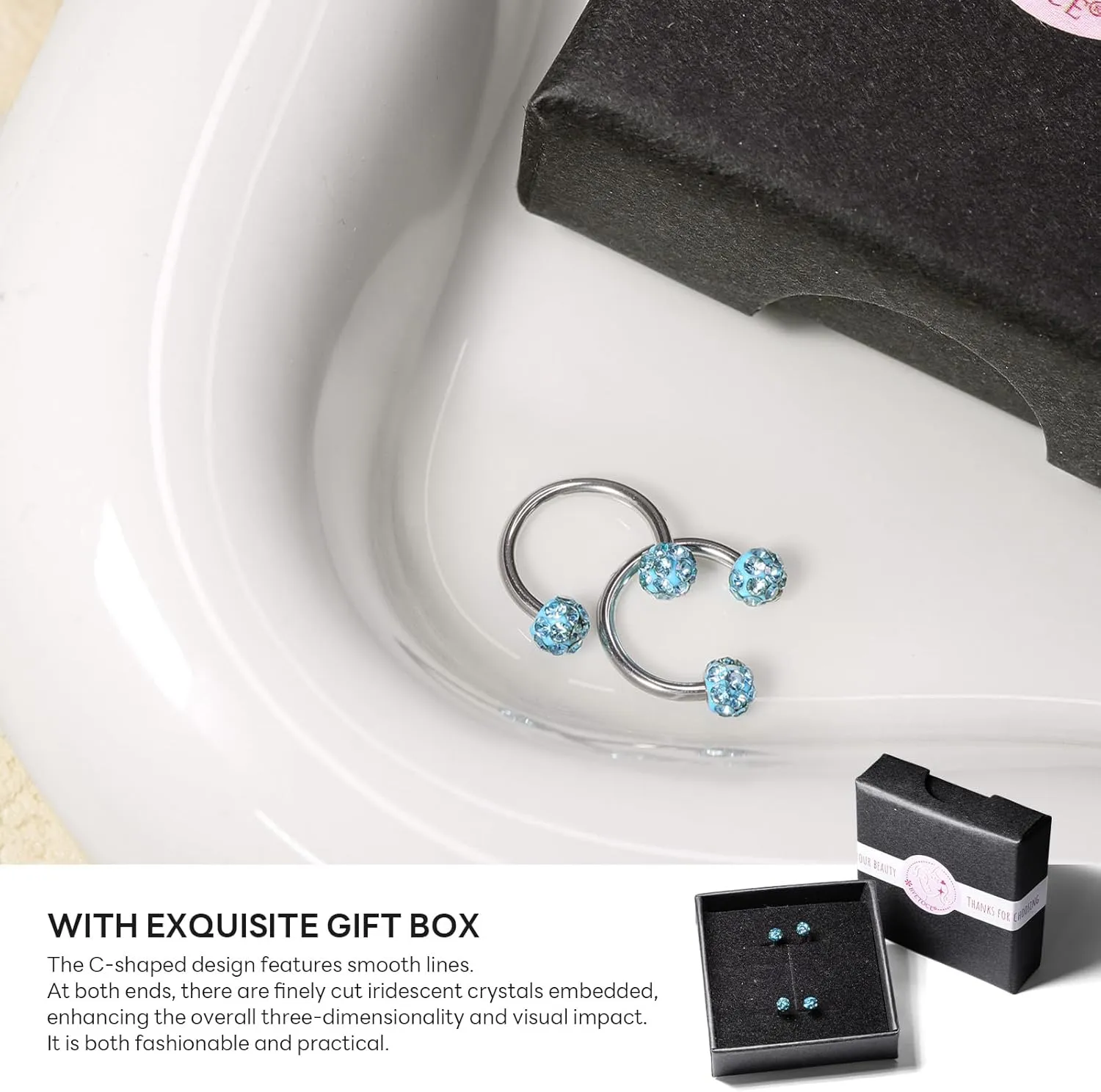 2 Pcs Stainless Steel Hoop Nose Ring with Zirconia Ornament Hypoallergenic 316L Surgical Steel Nose Nostril Piercing Jewelry Studs Rings for Women Men