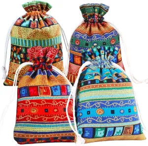 20 Pack Drawstring Gift Bag, Cotton Linen Jute Cloth Sack Muslin Bags for Wedding Party, Arts & Crafts Projects, Presents, Snacks & Jewelry,Christmas (4x5.5 inch)