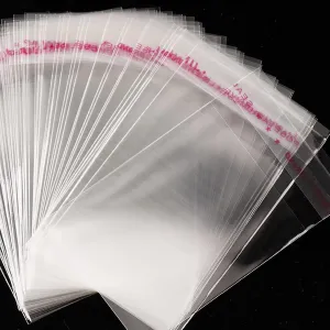 200 Pieces 7.6 2.4cm Clear Small Cellophane Treat Bags, Self-Adhesive Sealing, Multifunctional, Transparent, Polypropylene (PP) Plastic Bags for Jewelry, Beads, Vitamins, Cookies and Sweets
