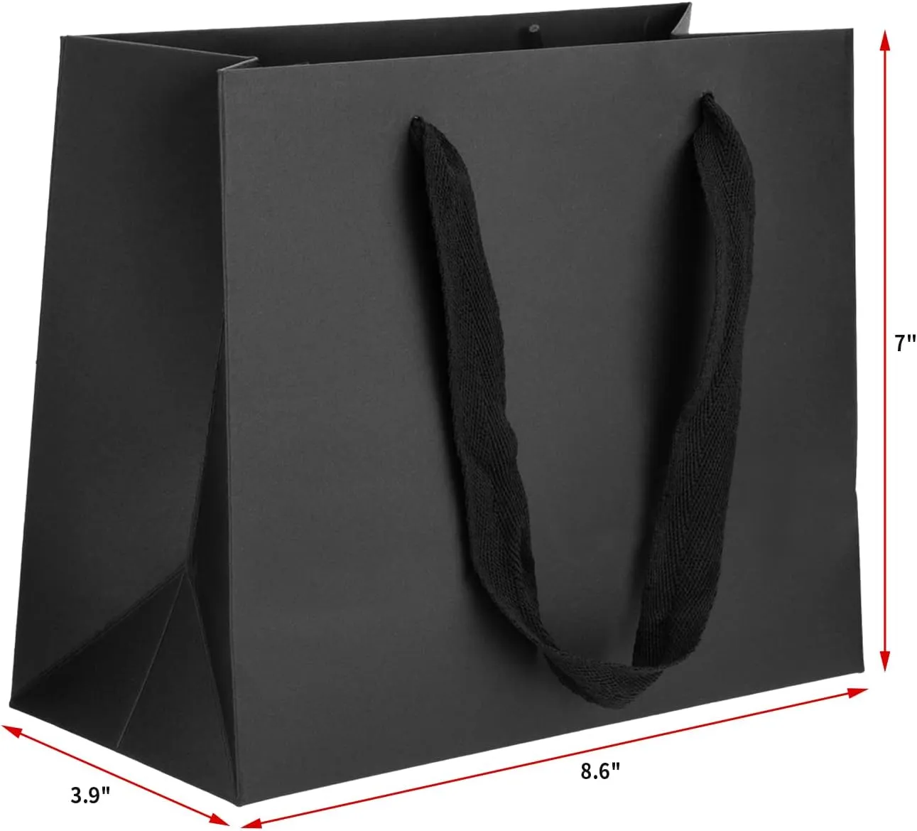 25Pcs Gift Bags Small 8.6x3.9x7 Inches Black Gift Bags Recycled Paper Bag For Party Favors, Wedding, Shopping, Retail, Goodie, Father's Day, Graduation, Business, Halloween, Christmas