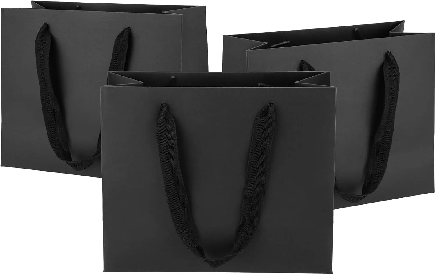 25Pcs Gift Bags Small 8.6x3.9x7 Inches Black Gift Bags Recycled Paper Bag For Party Favors, Wedding, Shopping, Retail, Goodie, Father's Day, Graduation, Business, Halloween, Christmas