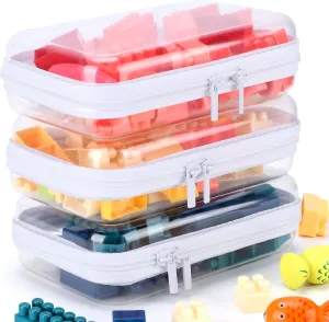 3 Pack Clear Hard Shell Zipper Case, Clear Zipper Pouches Waterproof Makeup Organizer & Toy Storage Bag, Plastic Pouch for Travel, Office, Home, Small Size