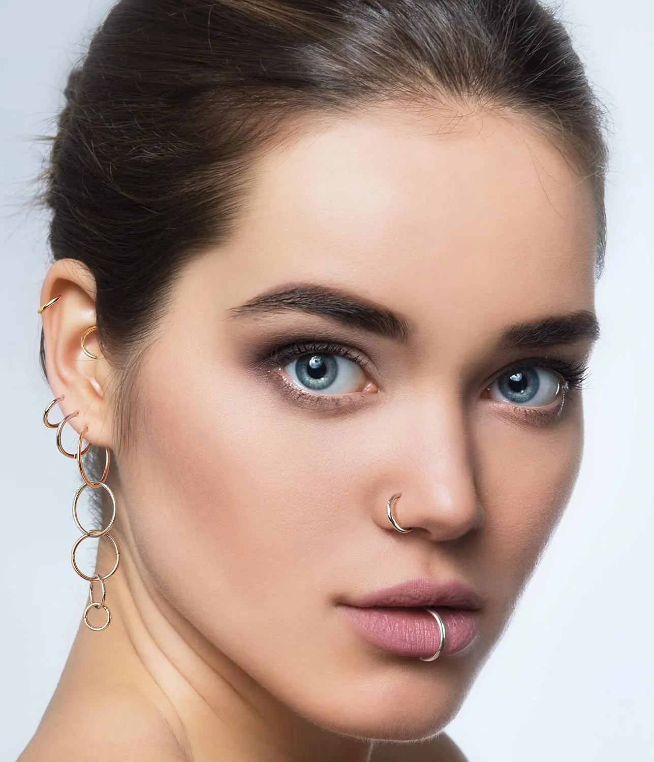 365 SLEEPERS 2PCS Titanium Implant Grade 18G Septum Jewelry Hinged Segment Ring Body Piercing Hoop Lip Rings Helix Cartilage Rook Sleeper Earrings Nickel Free Hypoallergenic 6mm  13mm