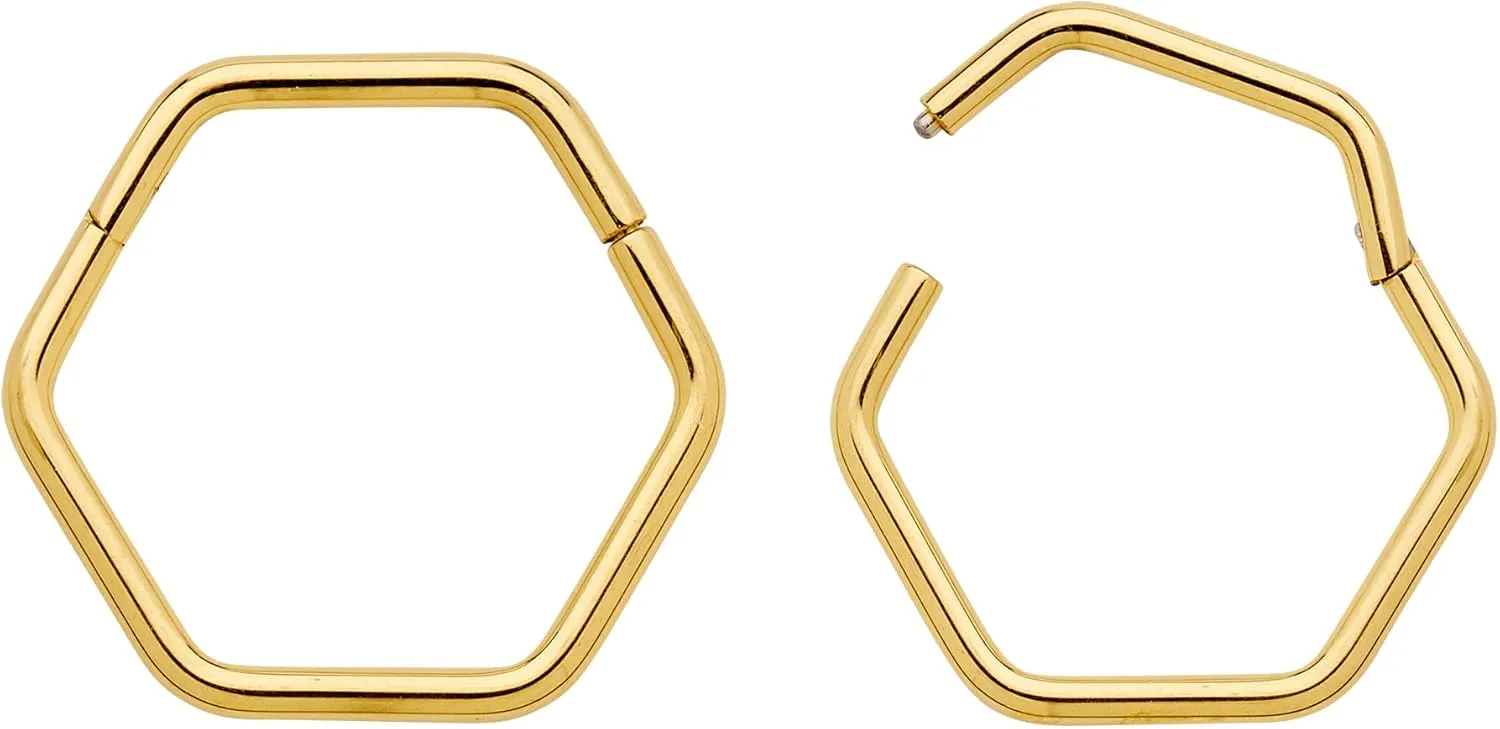 365 Sleepers Titanium Implant Grade 18G Hexagonal Septum Jewelry Hinged Segment Ring Body Piercing Hoop Lip Rings Helix Cartilage Rook Sleeper Earrings 8mm  10mm