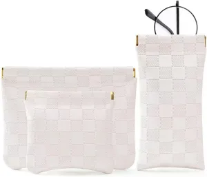 3PCS Small Makeup Bag for PurseWaterproof Leather Portable Mini Makeup Bag,Snap Closure Organizer Pouch for Coins Cards Jewelry Lipstick Cosmetic AccessoriesSmall Travel Kit Storage Pouch