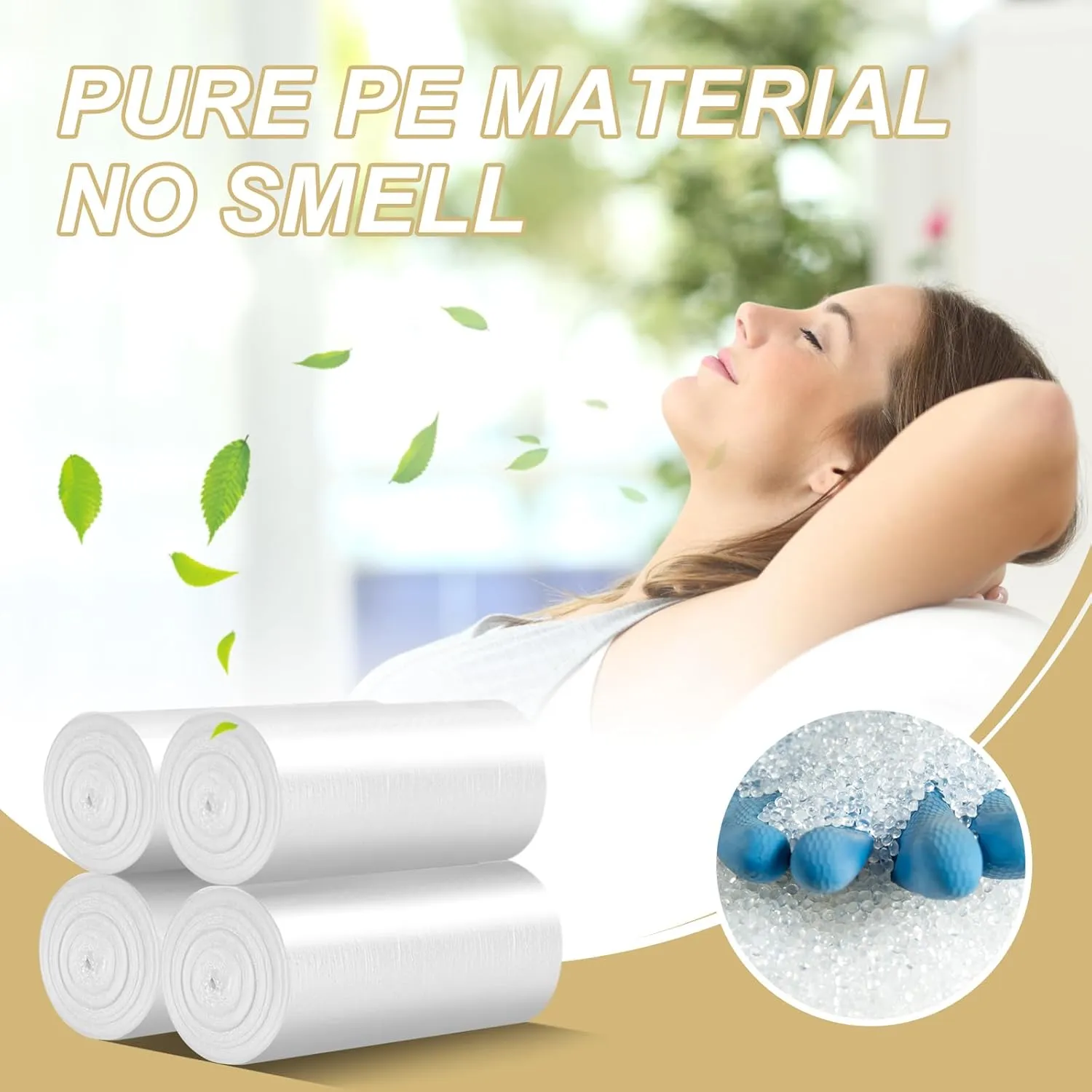 4 Gallon Clear Trash-Bag Small Garbage-Bags-Bathroom - Unscented Kitchen Plastic 100 Count Little Office Car Liners Tiny Waste Basket Strong Restroom Can Recycling Acqkunlo