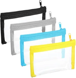 4Pcs Small Clear Makeup Bag 6.10 x 3.54inch Waterproof Clear Travel Bags Cosmetic Bags Zipper Pouches Multipurpose Makeup Pouches for Daily Toiletries Travel Office Supplies