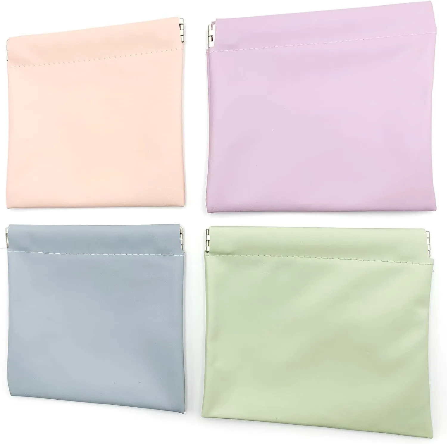 4PCS,Purse Organizer Pouches,Small Pouches for Purse,Pouchic Snap Closure Pouches,Small Makeup Bag for Purse Self-Closing,Pouch for Jewelry Squeeze Top