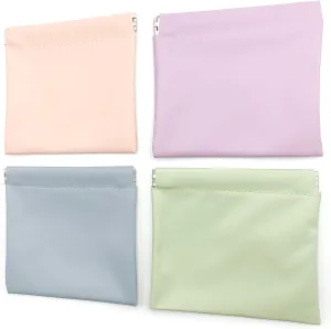 4PCS,Purse Organizer Pouches,Small Pouches for Purse,Pouchic Snap Closure Pouches,Small Makeup Bag for Purse Self-Closing,Pouch for Jewelry Squeeze Top