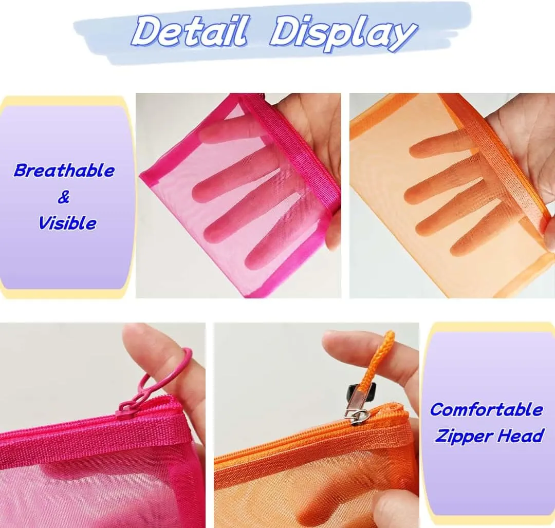 5 Pack Small Zipper Pouch for Purse & 5 Pack Mesh Pencil Pouches Mini Zipper Pouch Bags for Purse Organizer Pouches Small Travel Toiletry Pouch Bag Diaper Bag