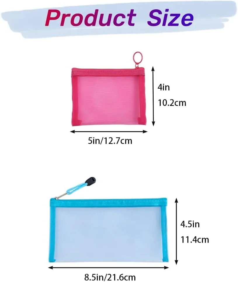 5 Pack Small Zipper Pouch for Purse & 5 Pack Mesh Pencil Pouches Mini Zipper Pouch Bags for Purse Organizer Pouches Small Travel Toiletry Pouch Bag Diaper Bag