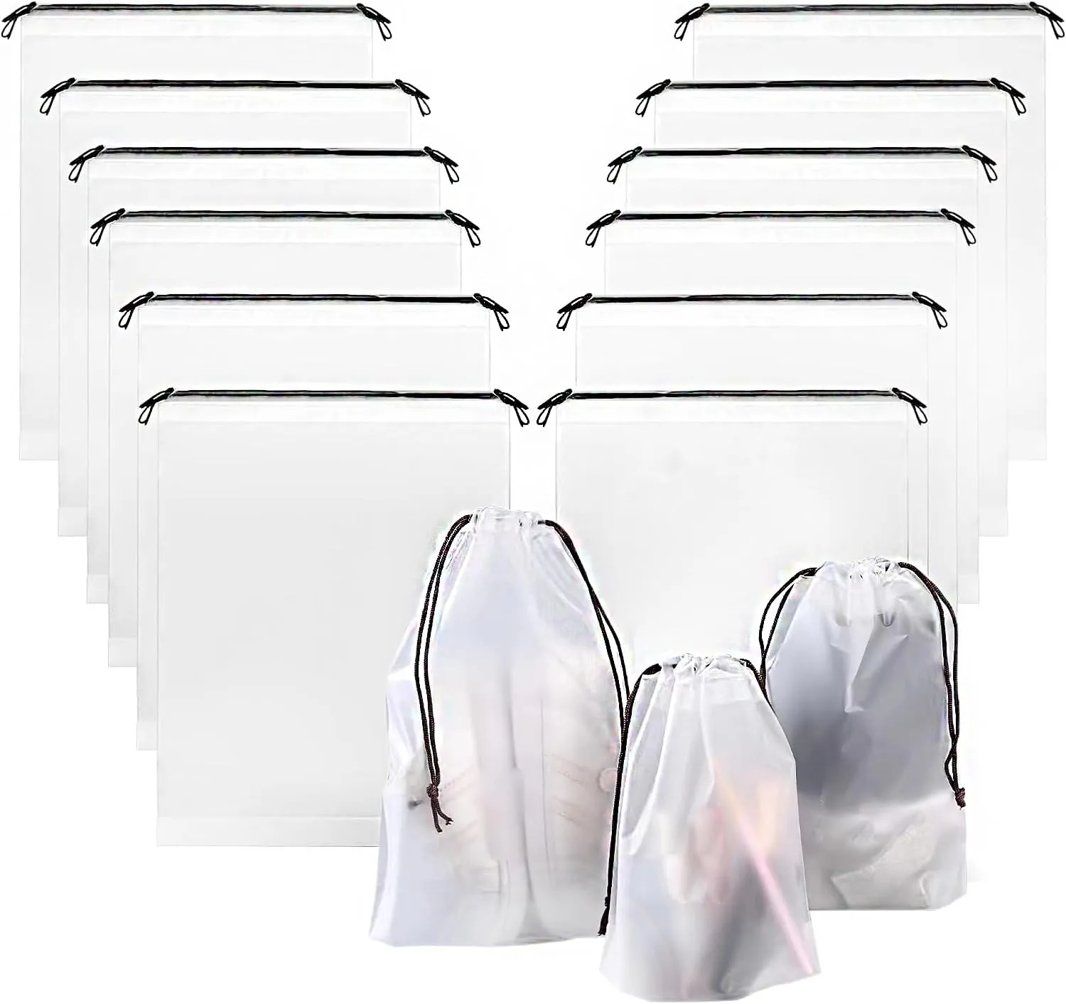 50 Pcs Dust Bags for Travel Large Clear Shoes Organizers with Rope for Men and Women