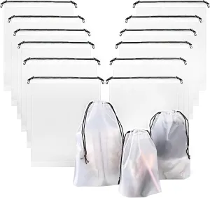 50 Pcs Dust Bags for Travel Large Clear Shoes Organizers with Rope for Men and Women