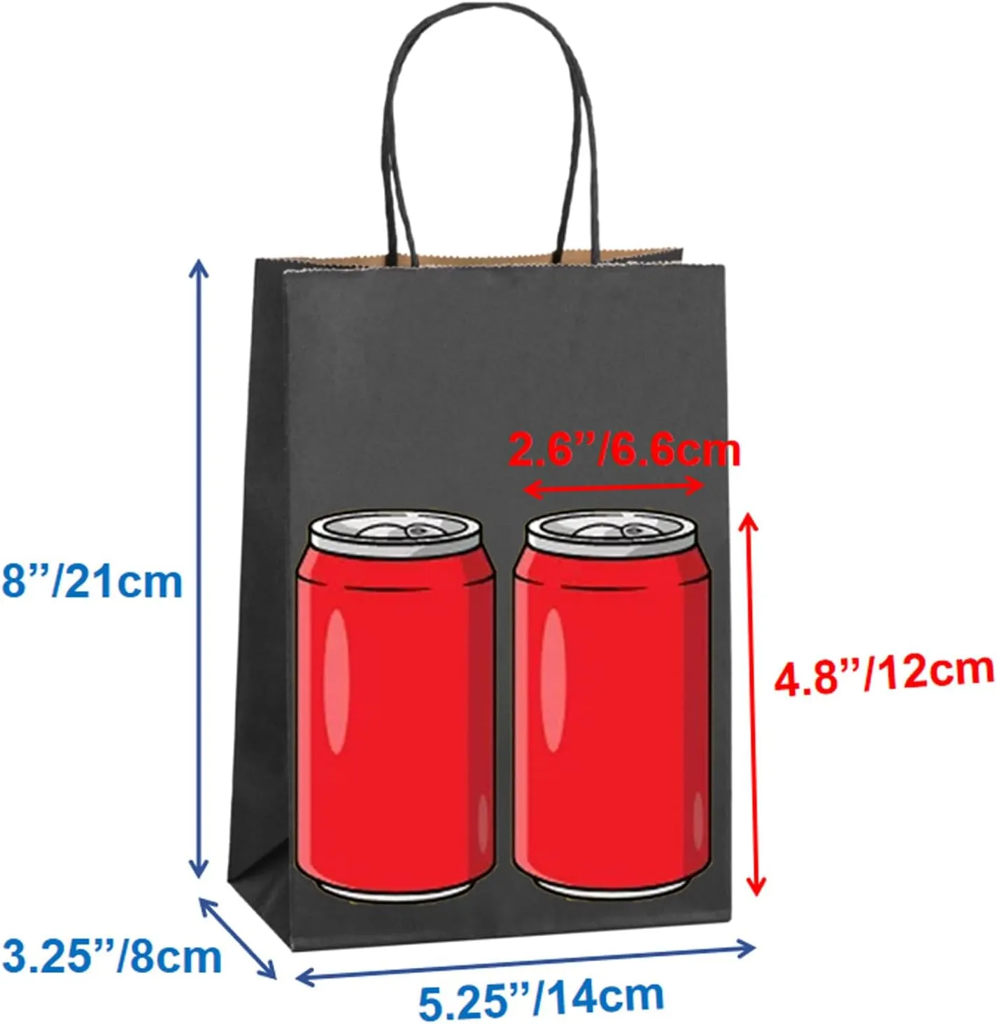 50 Pcs Gift Bags Small 5.25x3.25x8 Black Paper Bags With Handles Recycled Kraft Bag For Shopping, Business, Birthday, Party, Wedding, Retail, Easter, Mother's Day, Graduation