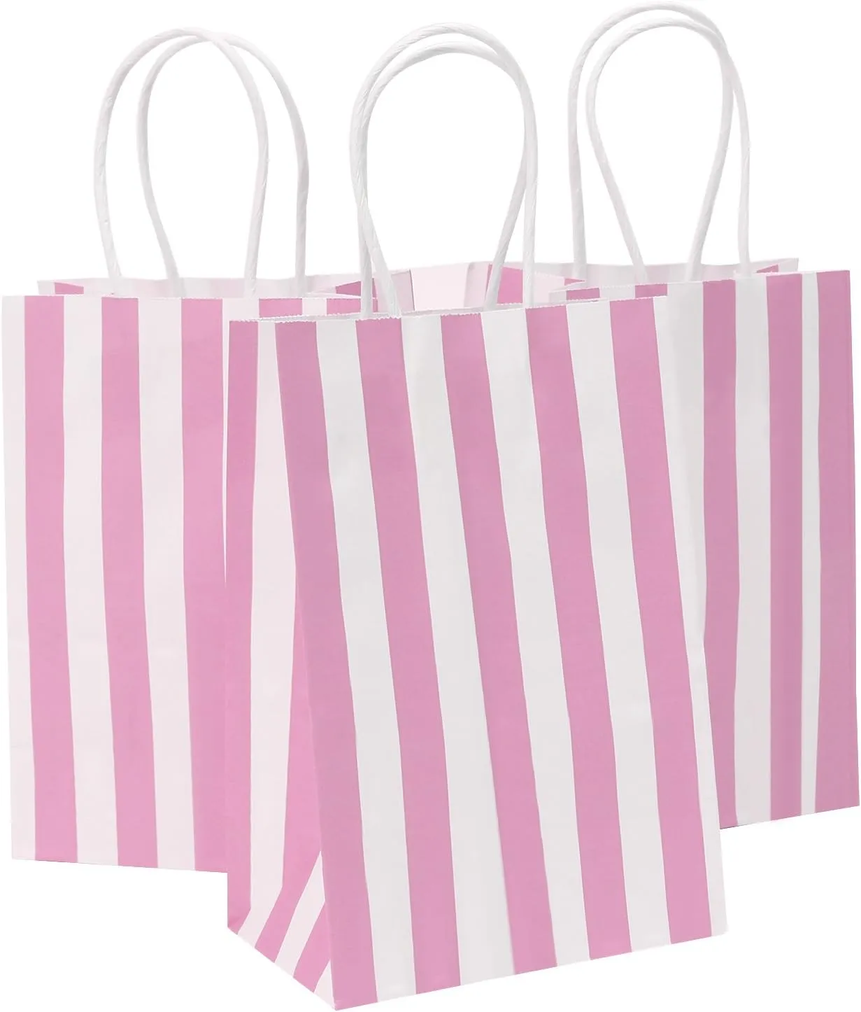 50PCS Gift Bags Small 5.25x3.25x8 Inch Pink Paper Bags For Gifts, Birthday, Baby Shower, Party Favor, Easter, Mother's Day, Graduation, Goodie, Treat, Shopping, Candy