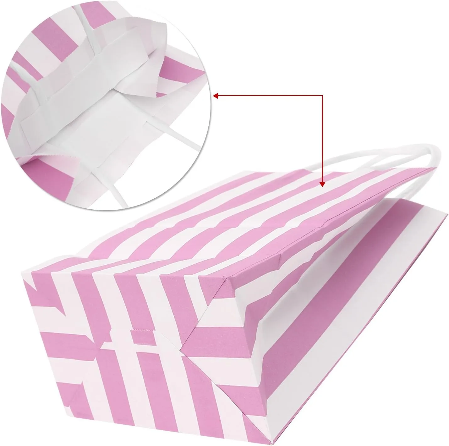50PCS Gift Bags Small 5.25x3.25x8 Inch Pink Paper Bags For Gifts, Birthday, Baby Shower, Party Favor, Easter, Mother's Day, Graduation, Goodie, Treat, Shopping, Candy