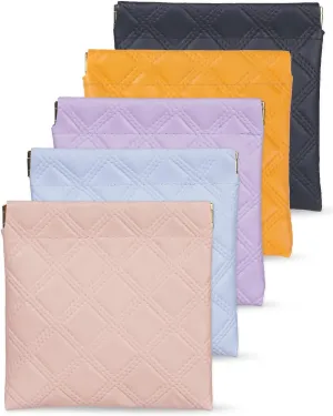 5Pcs Small Makeup Bag for Purse, Pouchic Snap Closure Pouches Small Cosmetic Bag for Women Mini Makeup Bag Leather Purse Organizer Pouches for Coin Purse Lipstick Cosmetic Jewelry Accessories
