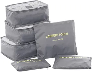 6 Pcs Travel Packing Cube Luggage Compression Pouches Laundry Toiletry Storage Bag