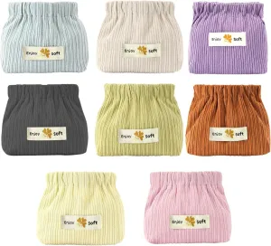 8PCS Corduroy Elastic Hair Tie Organizer, Corduroy Makeup Bag, Portable Travel Organizer Bag, Hair Accessories Storage Pouch