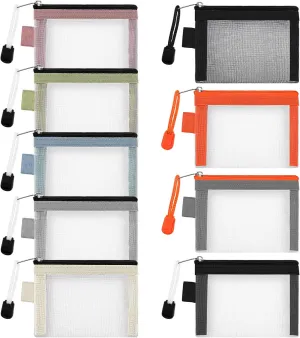 9 Pack Small Mesh Pouch 4.3" x 3" Mini Zipper Bags for Earphone, Coin, Card, Key, Lipstick - Portable Travel Makeup Cosmetic Holder