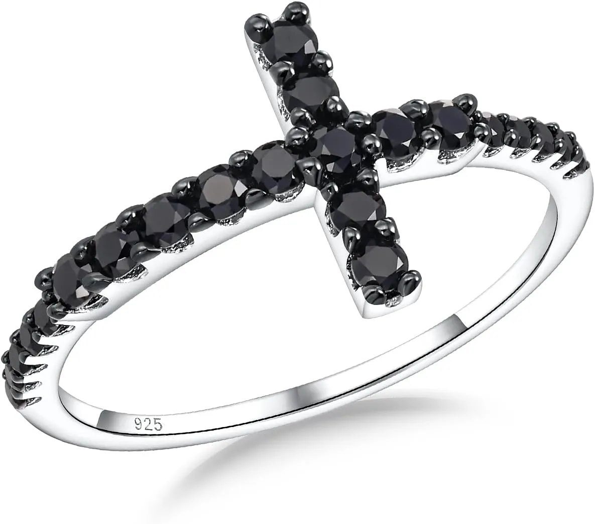 925 Sterling Silver Cross Ring Cubic Zirconia Eternity Promise Rings for Her | Wedding Band Ring Religious Christian Jewelry Size 6-10 (with Gift Box)