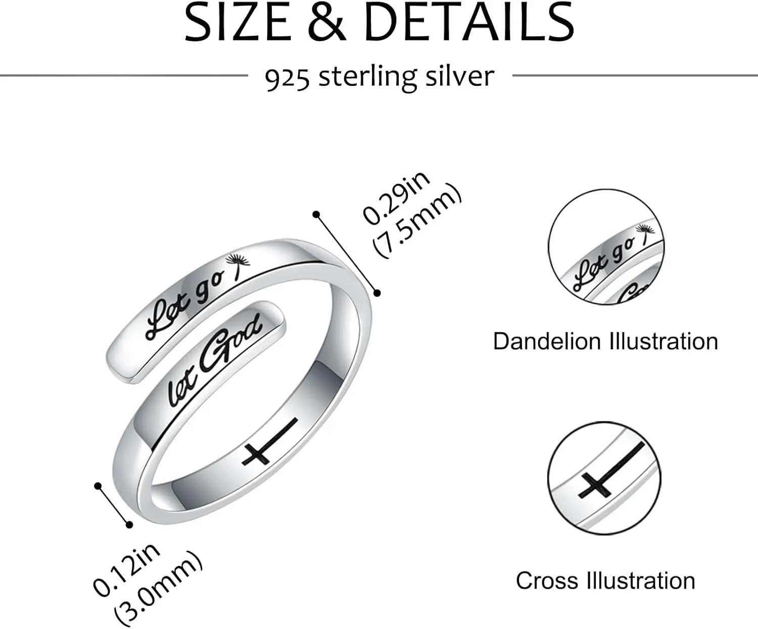 925 Sterling Silver Inspirational Rings for Women Hope Rings Encouragement Jewelry