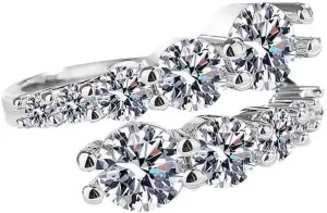 925 Sterling Silver Rings for Women, Crossed Adjustable Rings for Women with Cubic Zirconia Band Thumb Finger Ring, Vintage Shape Statement Ring for Women