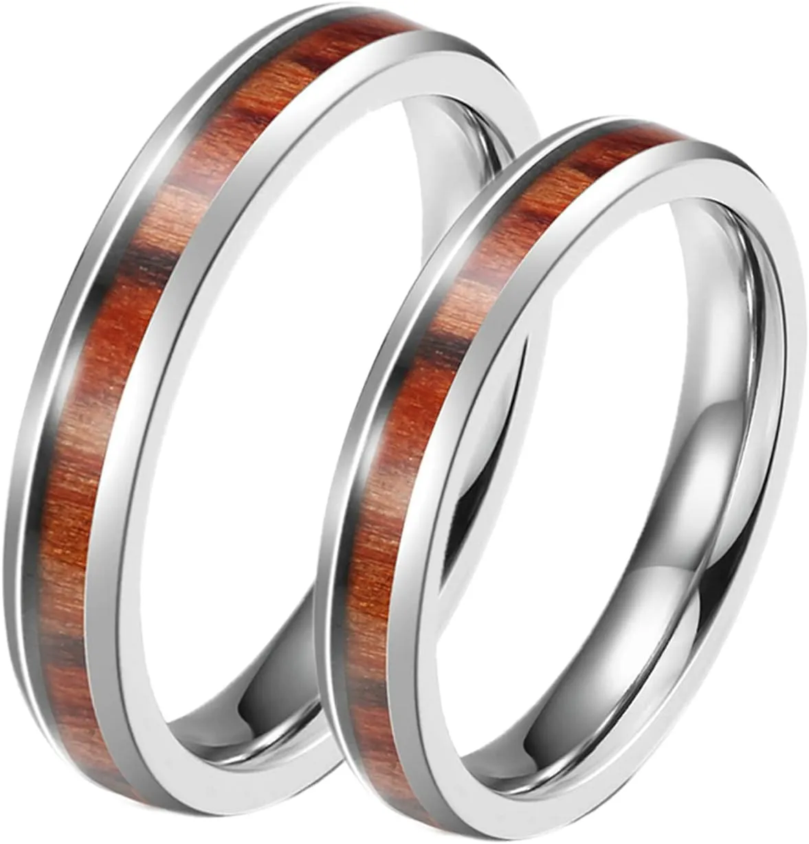 ANAZOZ Wedding Rings for Couples Her and Her, Stainless Steel 4MM Promise Rings for Lesbian Couples Set with 2 Rings