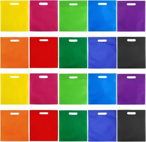 Aneco 50 Pieces Party Non-woven Gift Bags 9.511.5 Inch Goodie Treat Favor Bag with Handles Rainbow Tote Bag Bulk for Birthday Party Supplies