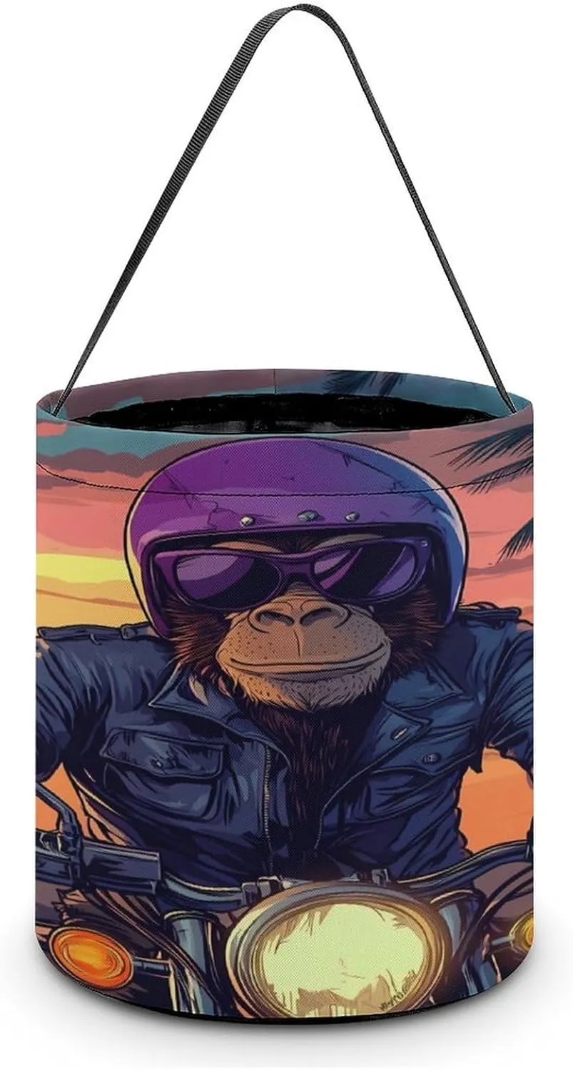Animal Monkey Gorilla Riding Motorcycle Halloween Candy Bag Candy Tote Bucket Gift Bags Party Supplies for Women Men