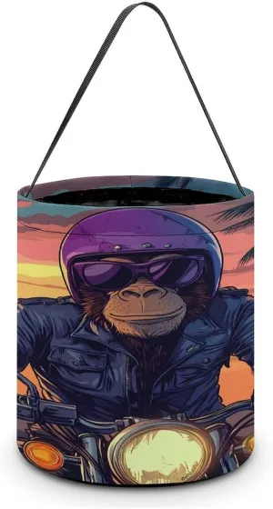 Animal Monkey Gorilla Riding Motorcycle Halloween Candy Bag Candy Tote Bucket Gift Bags Party Supplies for Women Men