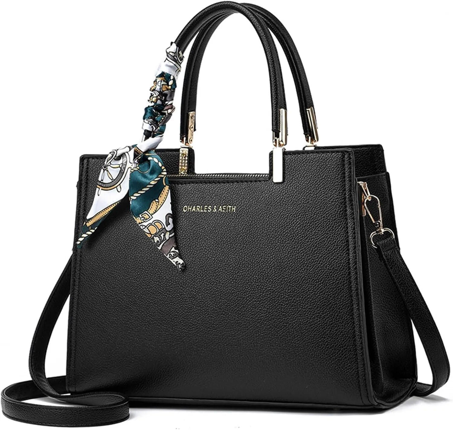 Anti Theft Shoulder Bags for Woman Lightweight Tote Shoulder Bags Satchel Black Purses Temperament Clutch Purse(Black)