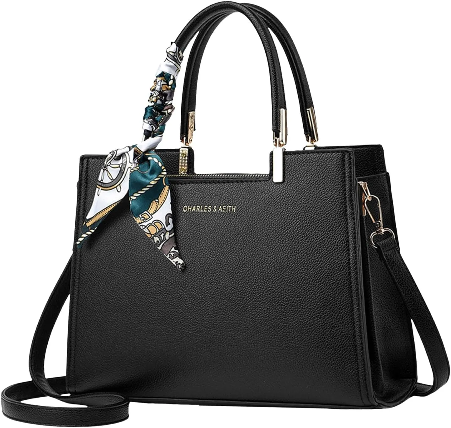 Anti Theft Shoulder Bags for Woman Lightweight Tote Shoulder Bags Satchel Black Purses Temperament Clutch Purse(Black)