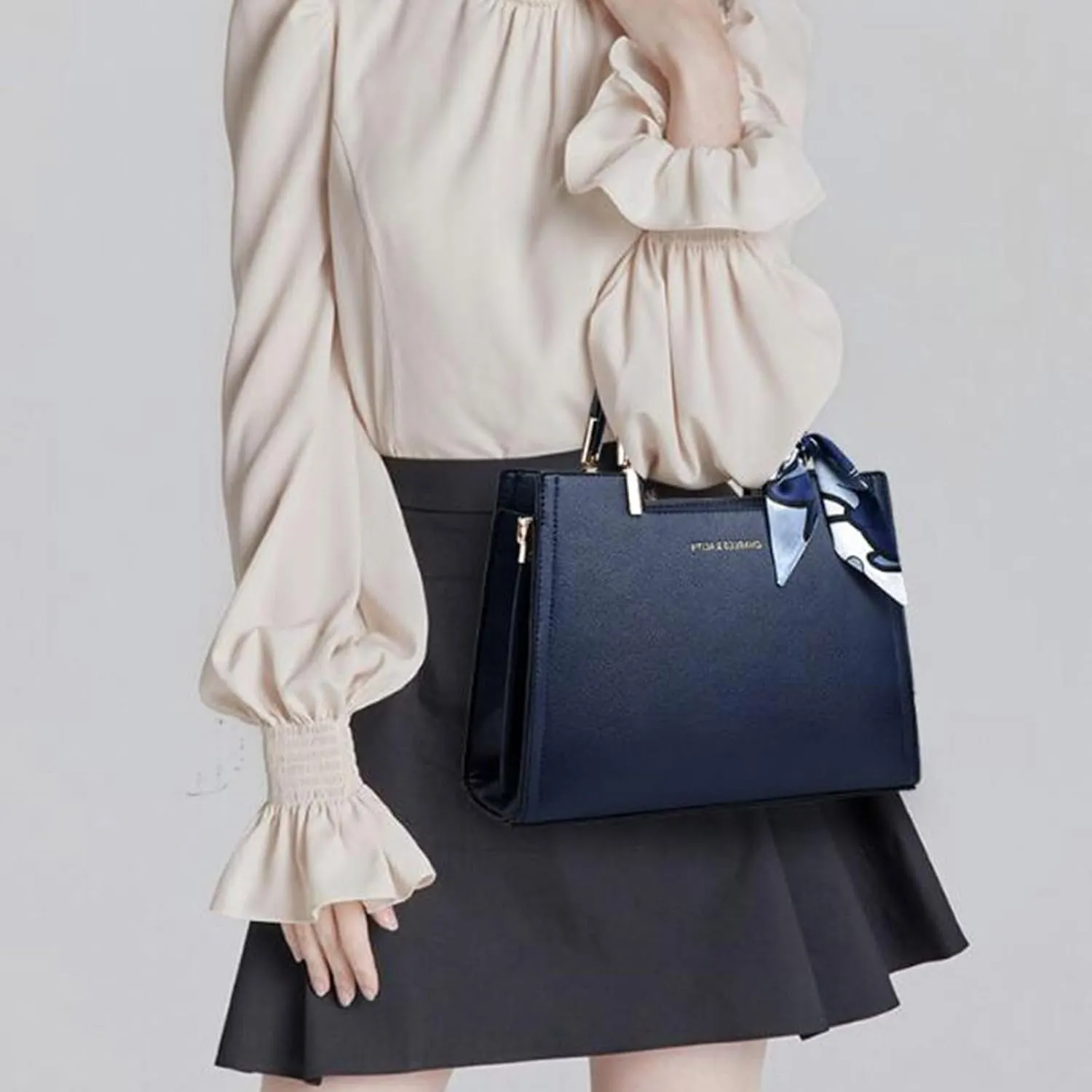 Anti Theft Shoulder Bags for Woman Lightweight Tote Shoulder Bags Satchel Black Purses Temperament Clutch Purse(BU1)