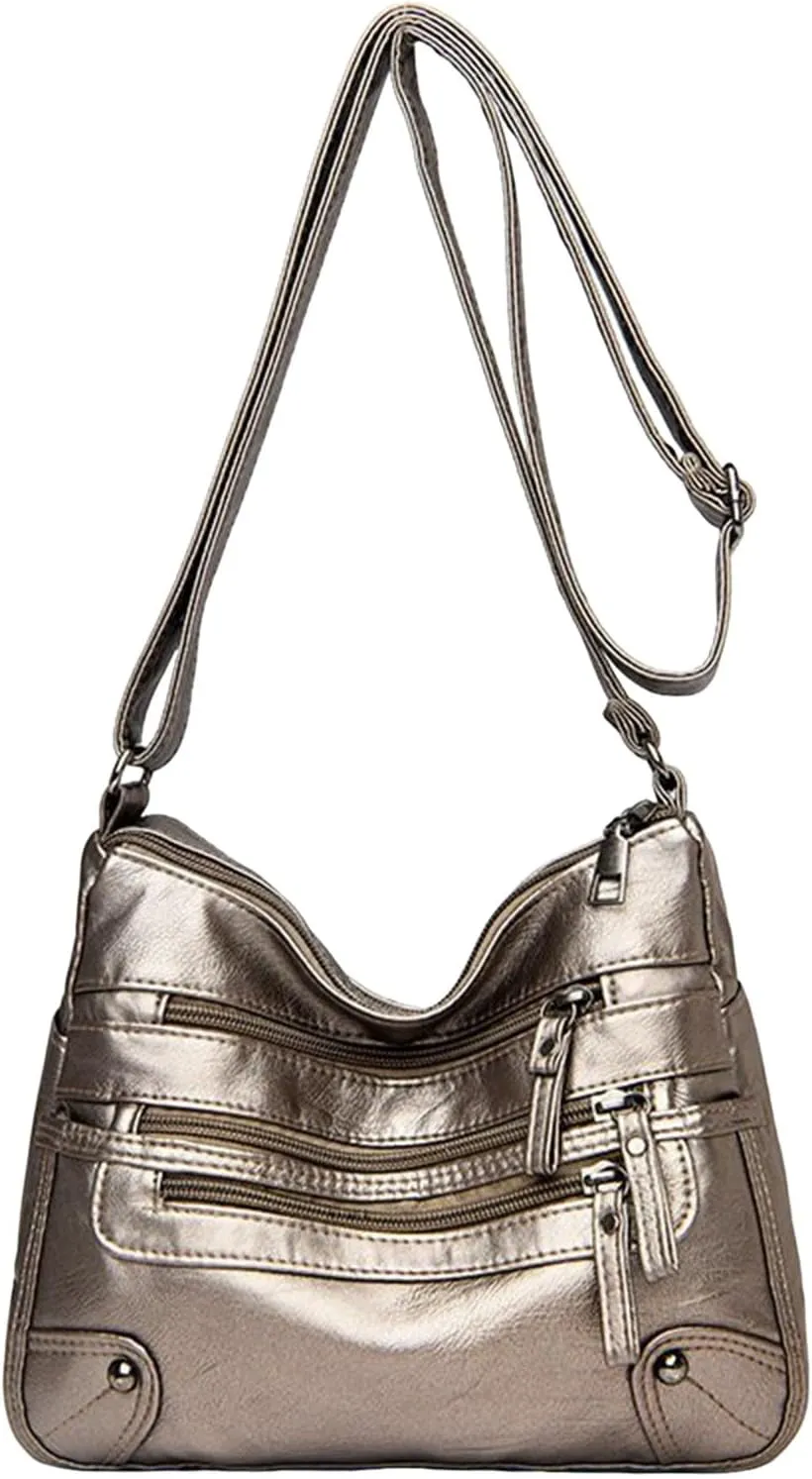 Anti Theft Shoulder Bags for Woman Retro Studded Crossbody Bags Small Shoulder Purses Lightweight Carry on Bag(Gold)