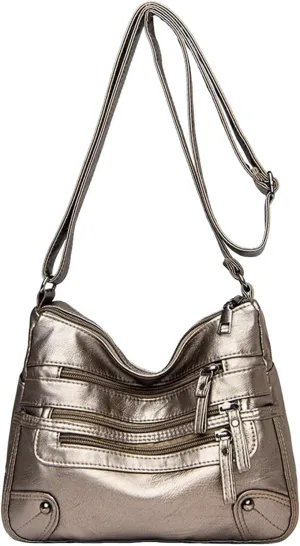 Anti Theft Shoulder Bags for Woman Retro Studded Crossbody Bags Small Shoulder Purses Lightweight Carry on Bag(Gold)