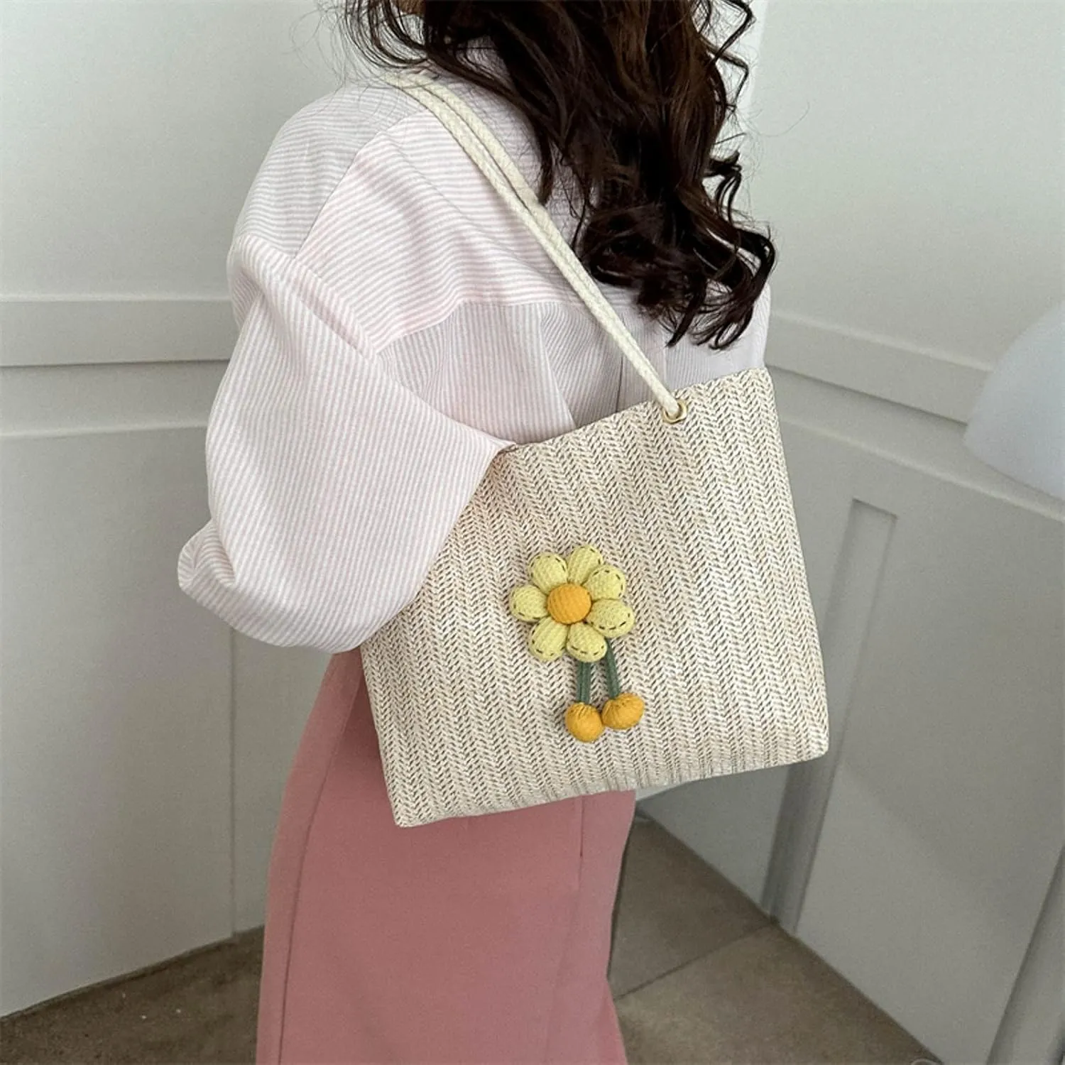 Anti Theft Shoulder Bags for Woman Small Crossbody Bags Classic Double Zip Top Satchel Bag Elegant Sling Bag(White)