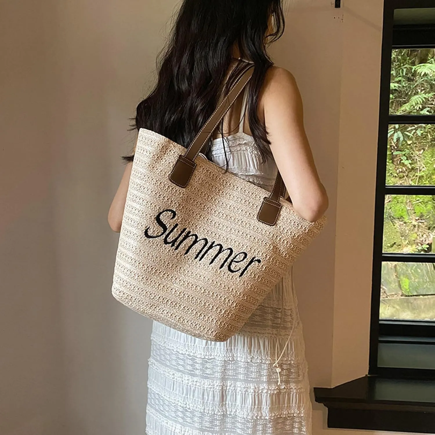 Anti Theft Shoulder Bags for Woman Women's Shoulder Bags Tote Satchel Carry Options for Work and Daily Use(White)