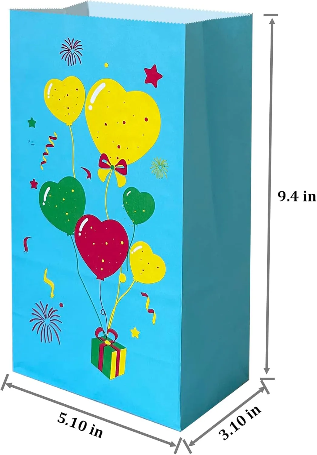 Artseen 20 pcs Paper Bags with Birthday Party Favors Bags Goody Bag for cookie, biscuit, candy, small gift (5.1 X 3.1 X 9.4 inches). (Balloon Set)