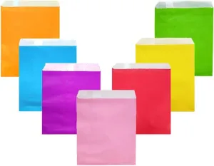 AZOWA Candy Buffet Bags Assorted Color 6 x 9 In Large Paper Treat Bags Pack of 100